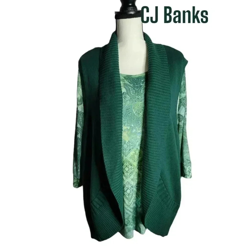 CJ Banks Blouse & Sweater 1X NWT